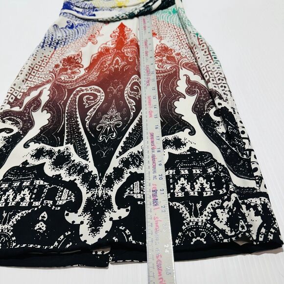 ETRO 44 US 8 Milano Tube Shift Dress Multi Silk Stretch Surplice Neck NWT $1540 - Picture 4 of 7